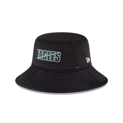 Green Philadelphia Eagles Hat - New Era NFL Official Summer Sideline Stretch Bucket Hat USA9817603